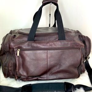 Large Brown Leather Duffel/Weekend Bag